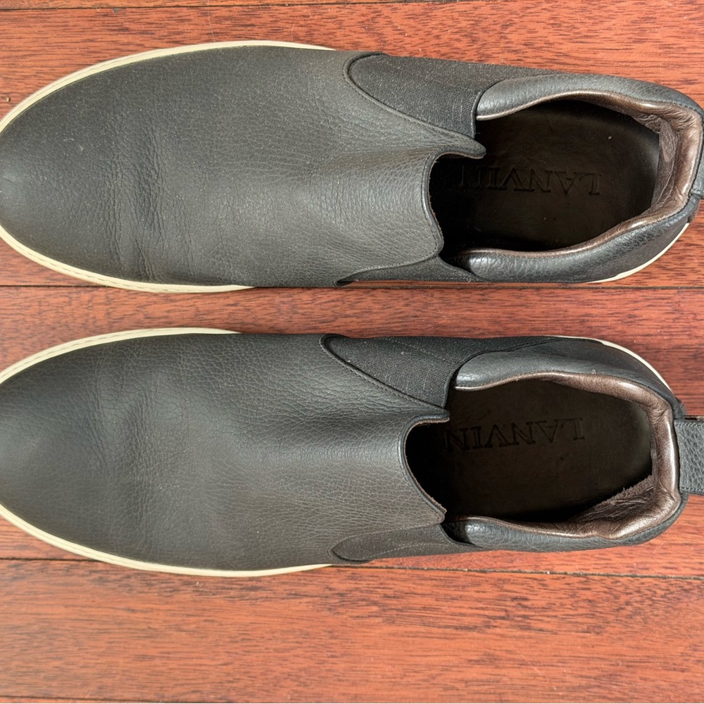 Lanvin Black Leather Slip-On Loafers